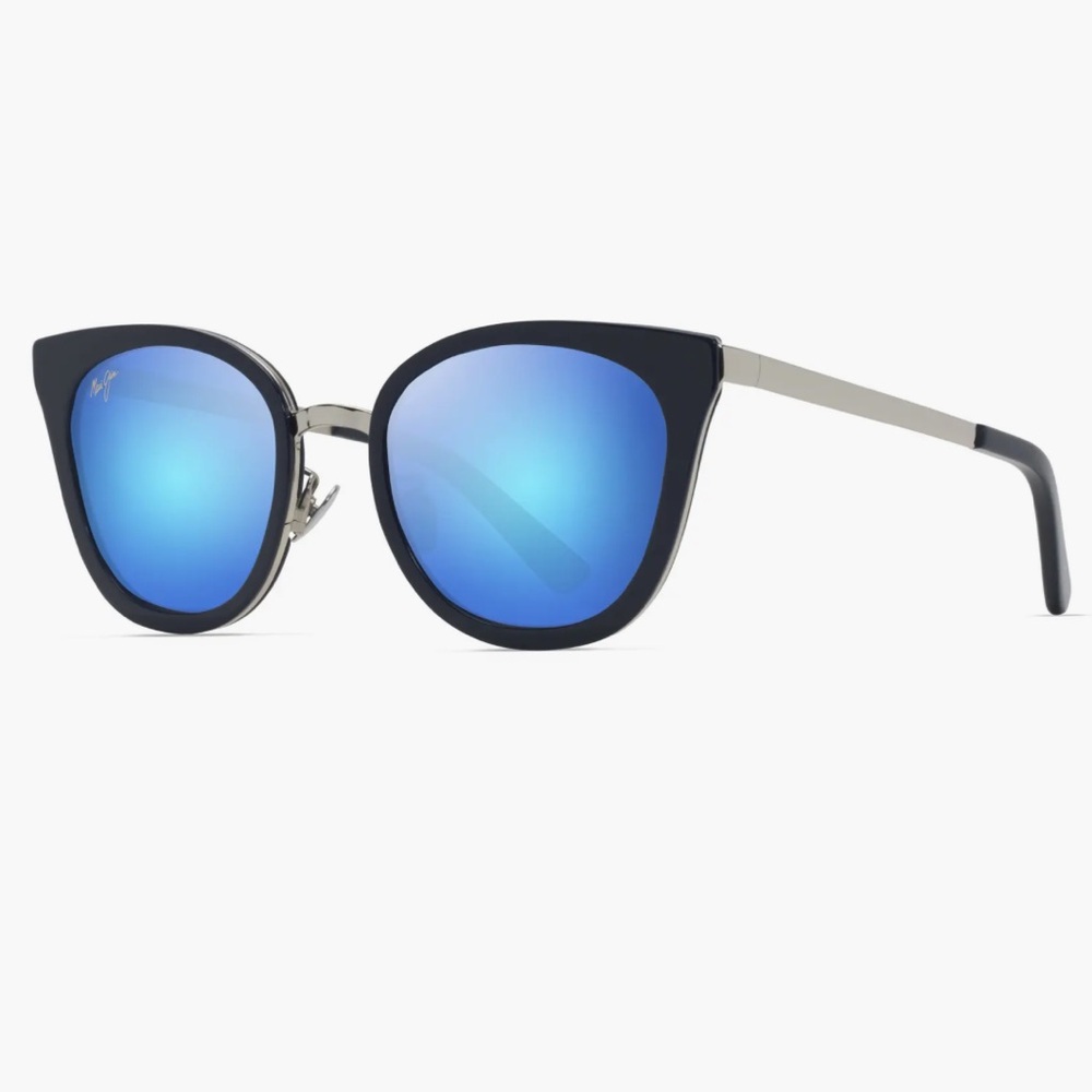 NEW Maui Jim Polarized Wood Rose in Navy with Blue Hawaii Glass Lenses - Picture 3 of 11